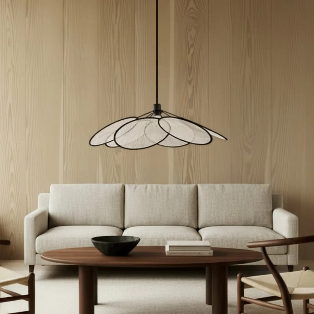 pendel Astraia, natur/sort, hør, Ø 80 cm^Lindby Best