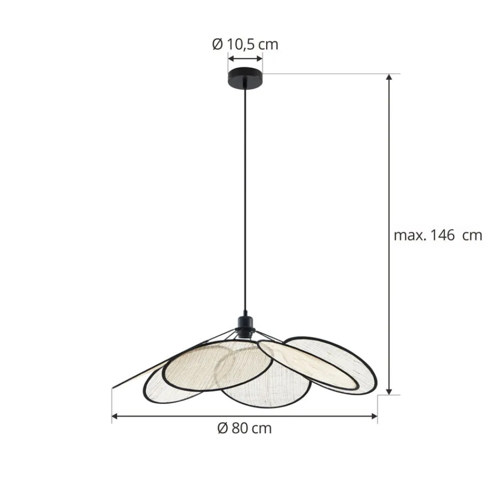 pendel Astraia, natur/sort, hør, Ø 80 cm^Lindby Best