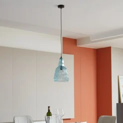 pendel Belarion, blå, 1-lys, glas, Ø 23 cm^Lindby Clearance