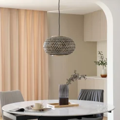 pendel Nerys, 1-lys, sort, bambus, Ø 38 cm^Lindby Sale