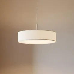 Lindby Pendellamper|Pendellamper>pendel Sebatin, Ø 50 cm, hvid, stof, E27