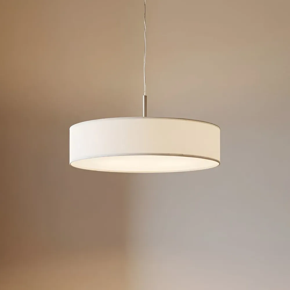 Lindby Pendellamper|Pendellamper>pendel Sebatin, Ø 50 cm, hvid, stof, E27