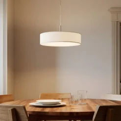 Lindby Pendellamper|Pendellamper>pendel Sebatin, Ø 50 cm, hvid, stof, E27