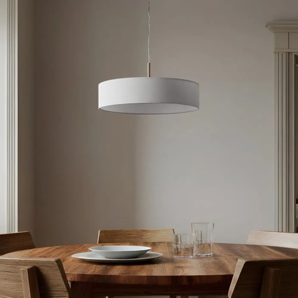 Lindby Pendellamper|Pendellamper>pendel Sebatin, Ø 50 cm, hvid, stof, E27