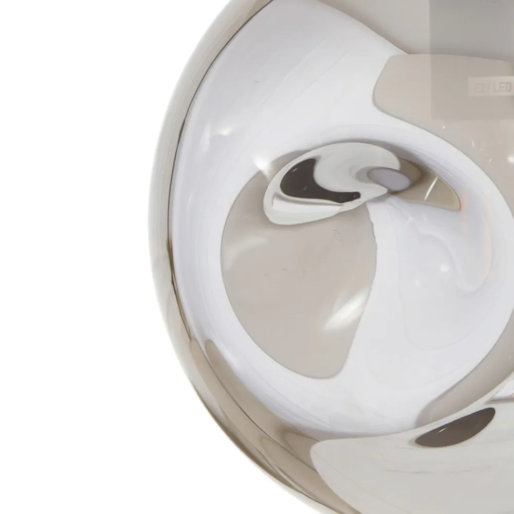 Lindby pendel Valentina, E27, Ø 25 cm, røgfarvet grå, glas