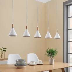 Lindby pendellampe Arina, 100 cm, hvid, 5 lyskilder, E14