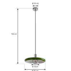 pendellampe Branford, retro, Ø 35 cm, grøn, metal^Lindby Discount