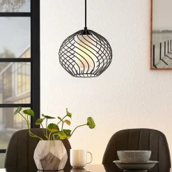 Lindby pendellampe Cedrice, 1 lyskilde, sort, metal, E27