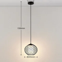 Lindby pendellampe Cedrice, 1 lyskilde, sort, metal, E27