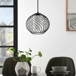 Lindby pendellampe Cedrice, 1 lyskilde, sort, metal, E27