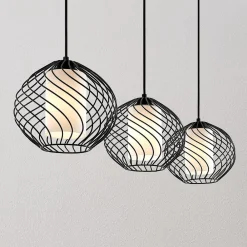 pendellampe Cedrice, 3 lyskilder, sort, metal, E27^Lindby