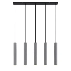 Lindby pendellampe Concretto, 100 cm, grå, 5 lyskilder, beton
