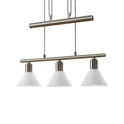 pendellampe Delira, 3 lyskilder, nikkel, højdejusterbar^Lindby