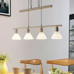 Lindby pendellampe Delira, 4 lyskilder nikkel, højdejusterbar