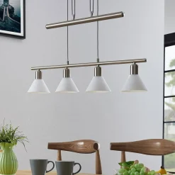 Lindby pendellampe Delira, 4 lyskilder nikkel, højdejusterbar