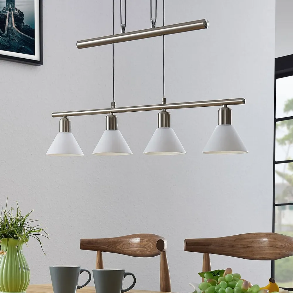 Lindby pendellampe Delira, 4 lyskilder nikkel, højdejusterbar