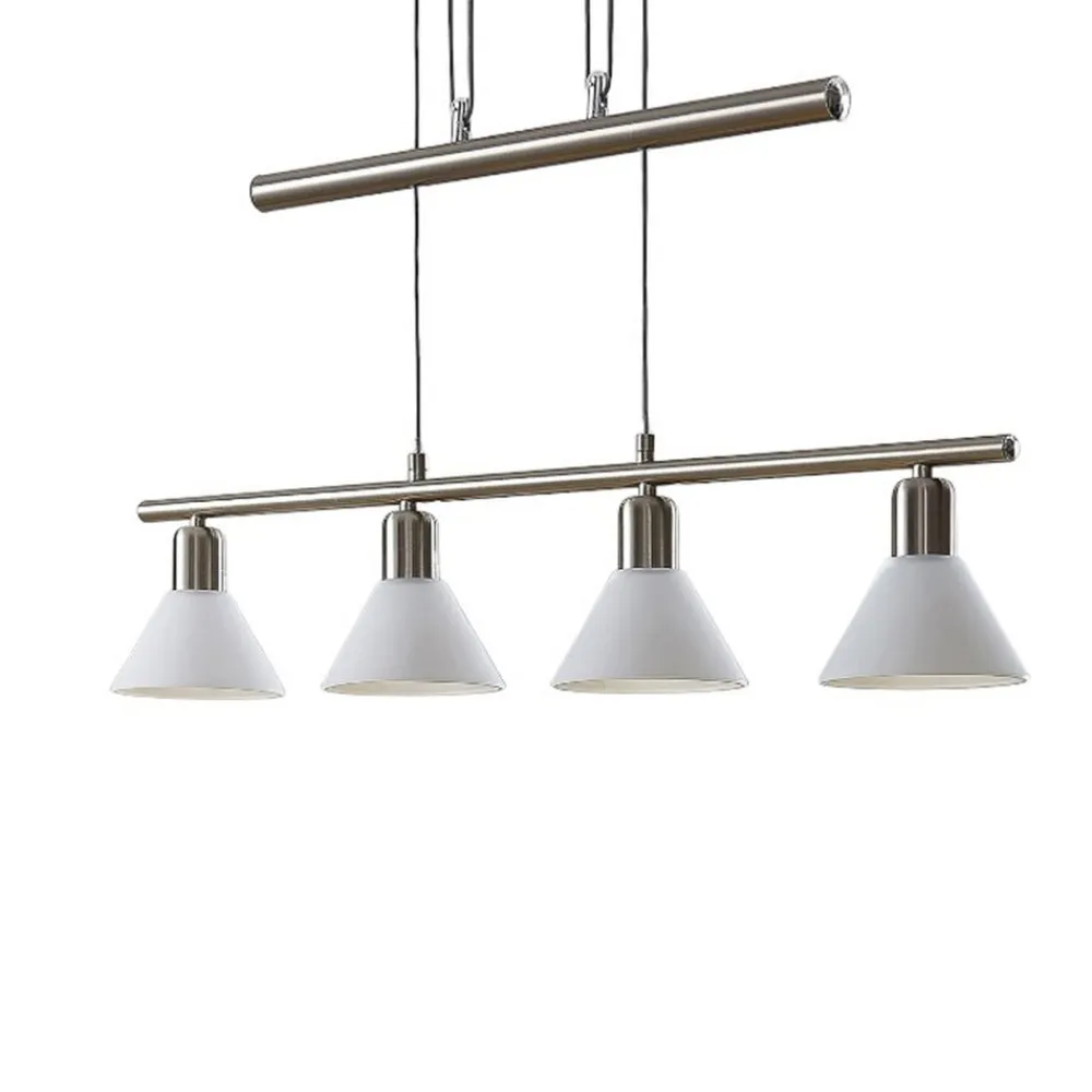 Lindby pendellampe Delira, 4 lyskilder nikkel, højdejusterbar