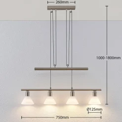 Lindby pendellampe Delira, 4 lyskilder nikkel, højdejusterbar