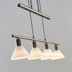 Lindby pendellampe Delira, 4 lyskilder nikkel, højdejusterbar