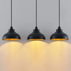 pendellampe Emna, 3 lyskilder, sort/guld, metal, 101 cm^Lindby Discount