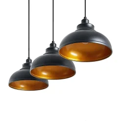 pendellampe Emna, 3 lyskilder, sort/guld, metal, 101 cm^Lindby Discount