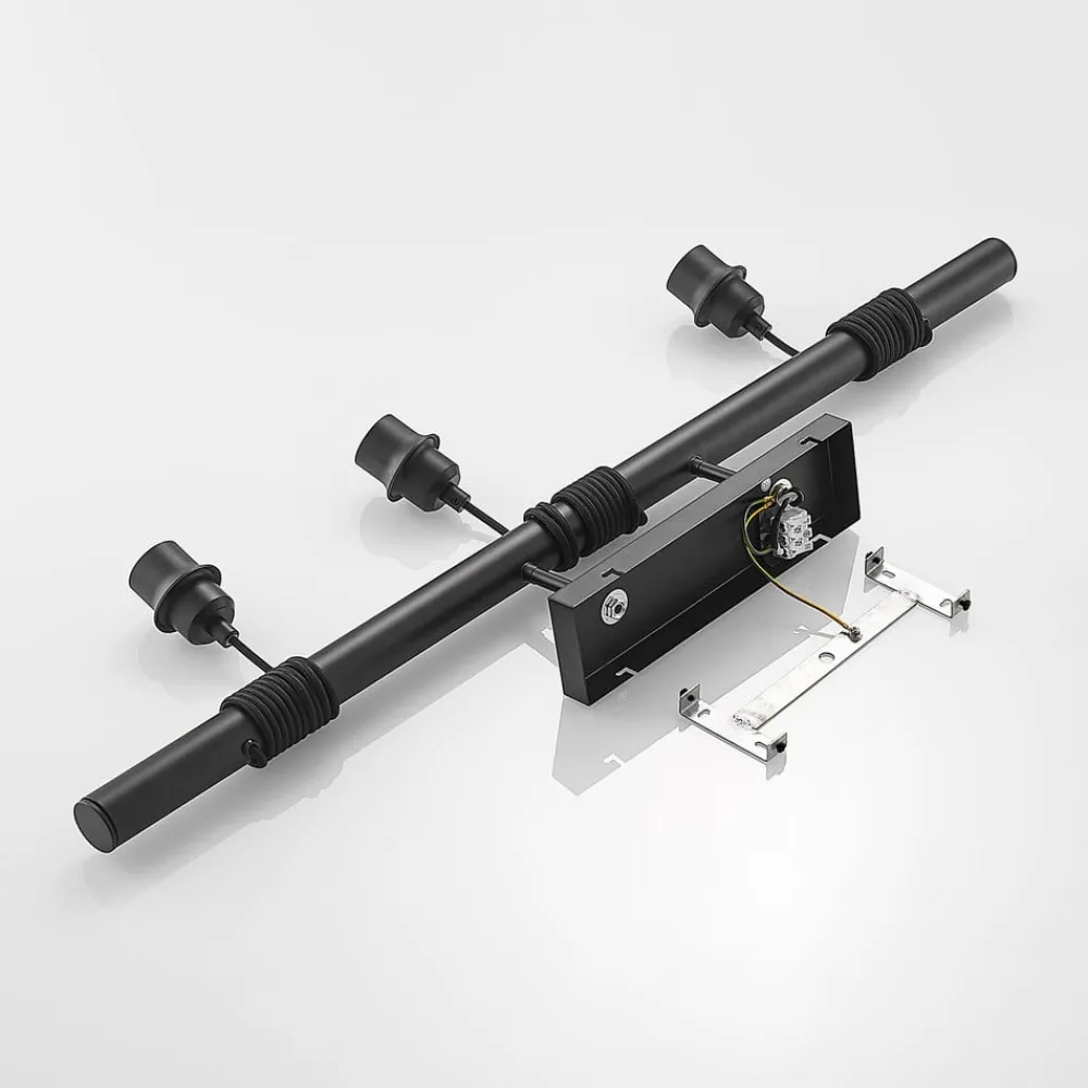 pendellampe Emna, 3 lyskilder, sort/guld, metal, 101 cm^Lindby Discount