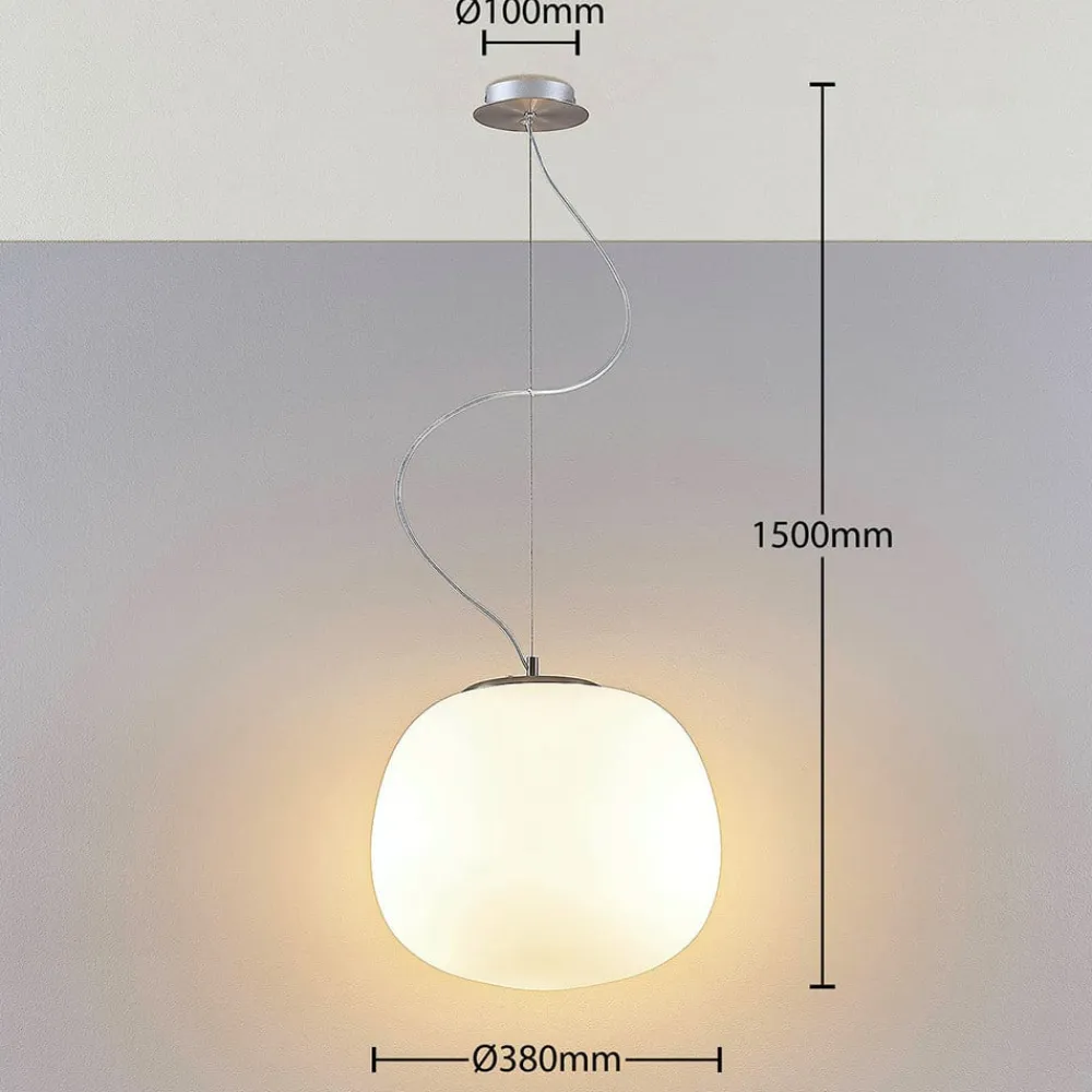 Lindby Pendellamper|Pendellamper>pendellampe Ginevra, Ø 38 cm, hvid, glas, E27
