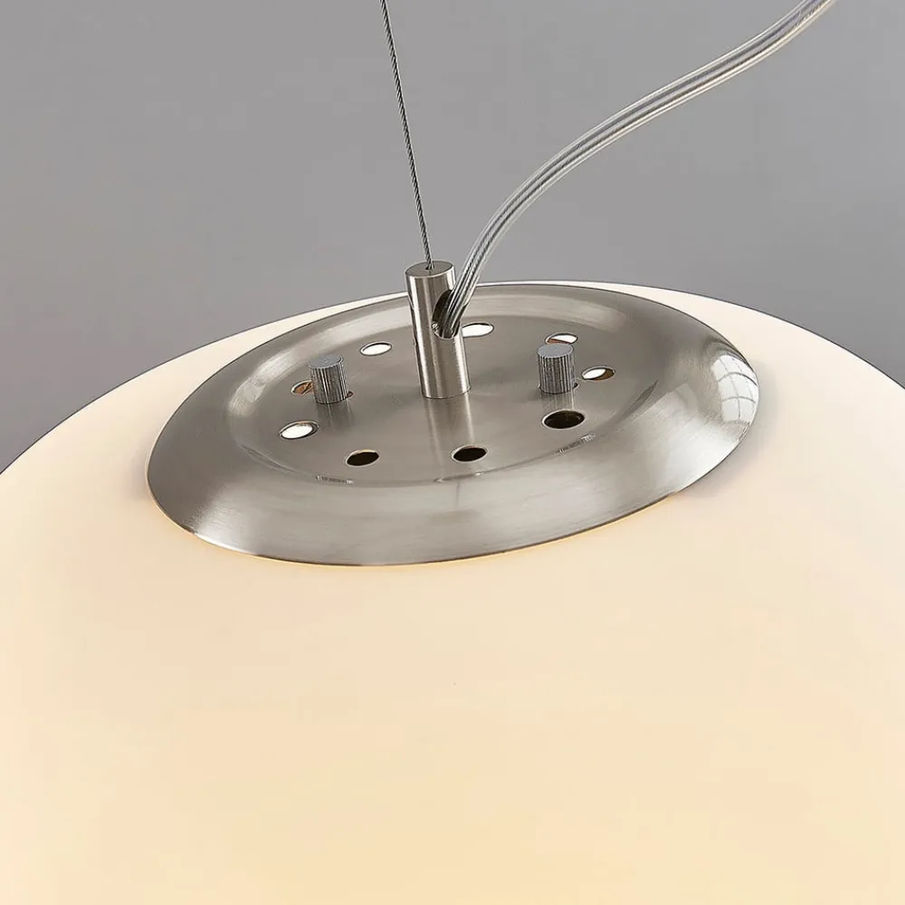 Lindby Pendellamper|Pendellamper>pendellampe Ginevra, Ø 38 cm, hvid, glas, E27