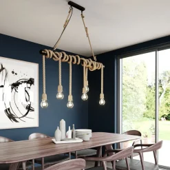 Lindby Pendellamper|Pendellamper>pendellampe Hajo, 100 cm, 6 lyskilder, rebpendel