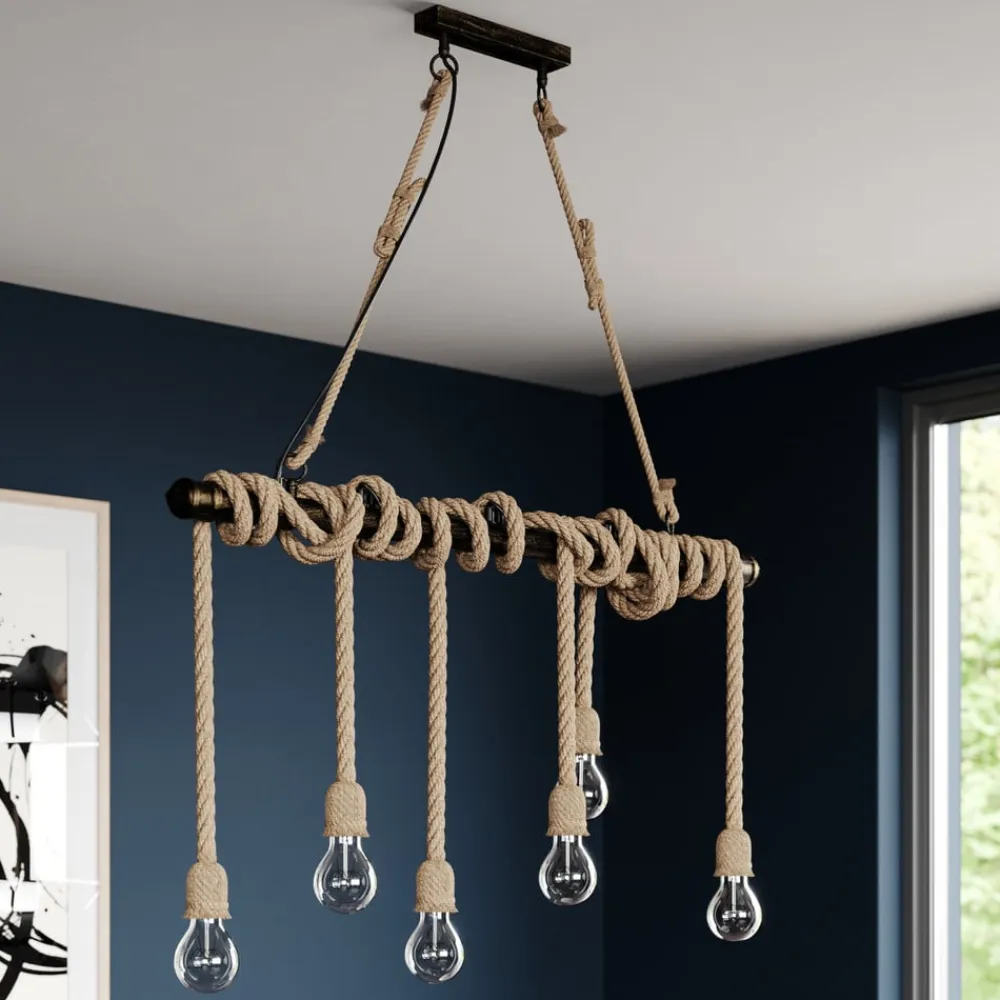 Lindby Pendellamper|Pendellamper>pendellampe Hajo, 100 cm, 6 lyskilder, rebpendel