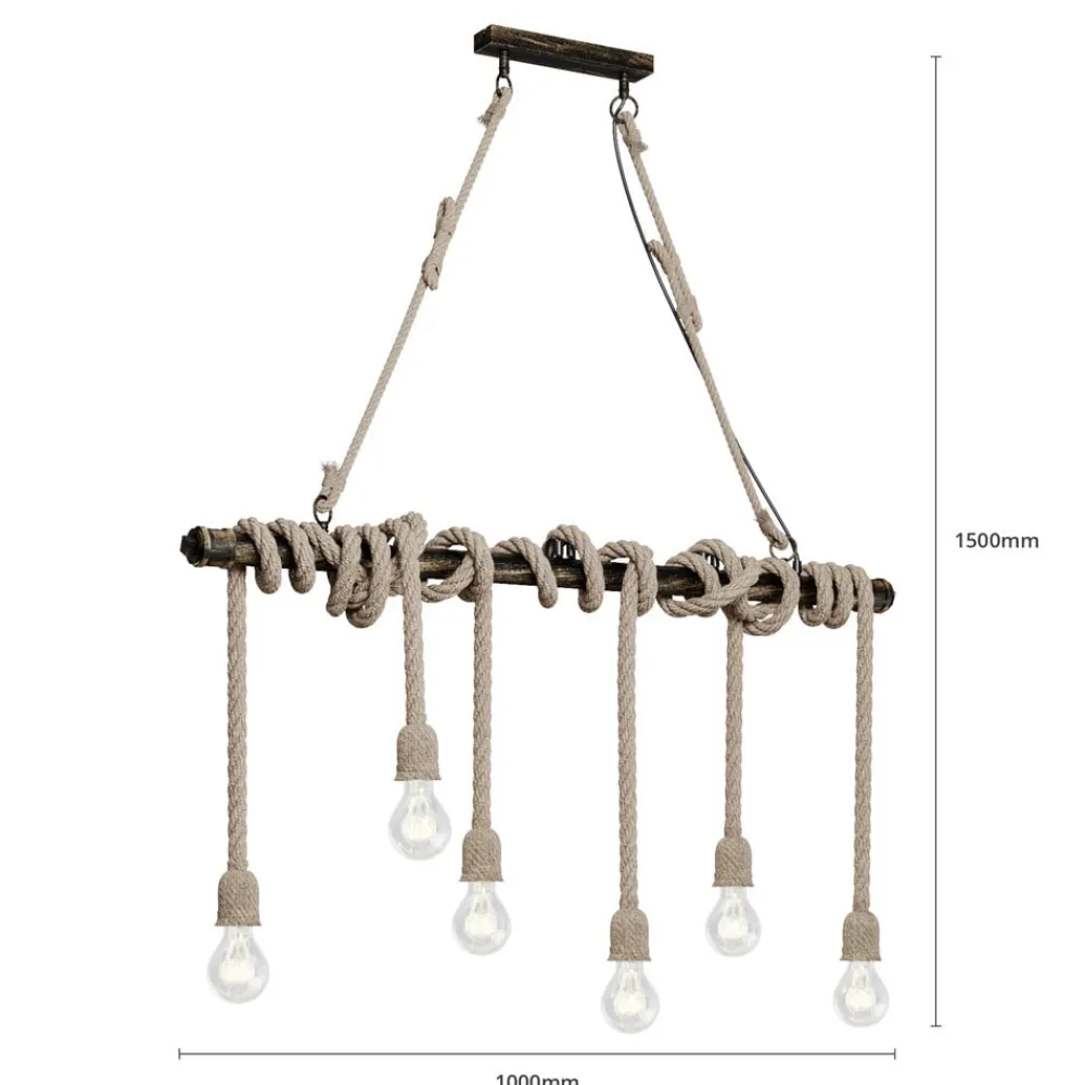 Lindby Pendellamper|Pendellamper>pendellampe Hajo, 100 cm, 6 lyskilder, rebpendel