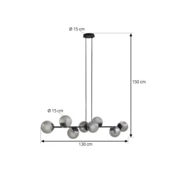 Lindby pendellampe Isamer, røggrå, 130 cm, globus