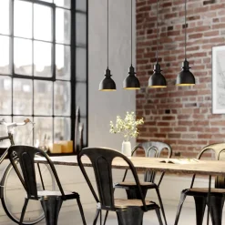 pendellampe Jasminka, sort/guld, metal, 4 lyskilder.^Lindby Best