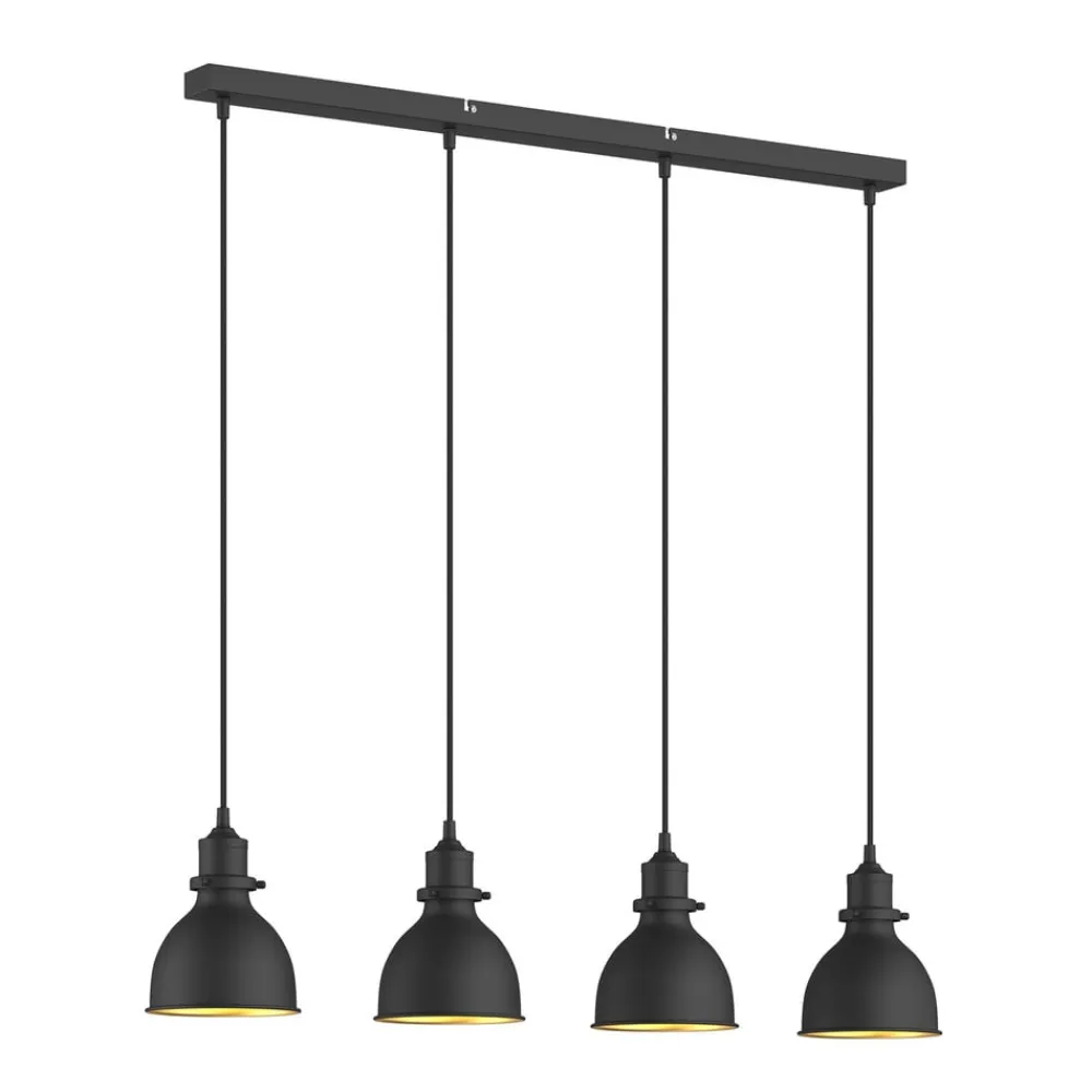 pendellampe Jasminka, sort/guld, metal, 4 lyskilder.^Lindby Best