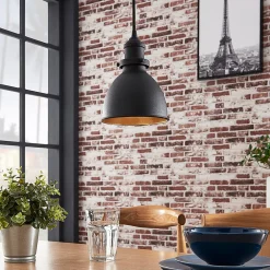 Lindby pendellampe Jasminka, sort/guld, metal, 1 lyskilde.