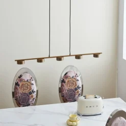 Lindby pendellampe Kaylou, 5 lyskilder, bronzefarvet, aluminium