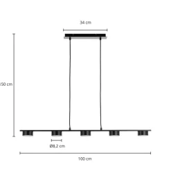 Lindby pendellampe Kaylou, 5 lyskilder, bronzefarvet, aluminium