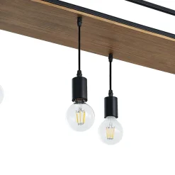 Lindby pendellampe Kirista, 5 lyskilder, sort, træ, 100 cm