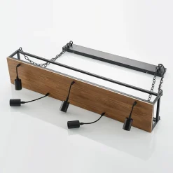 Lindby pendellampe Kirista, 5 lyskilder, sort, træ, 100 cm