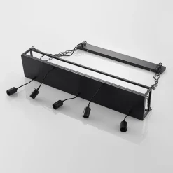 Lindby pendellampe Kirista, 5 lyskilder, sort, metal, 100 cm