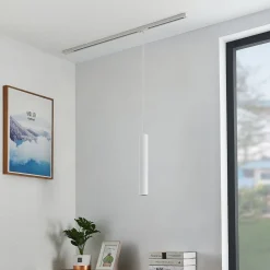 Lindby Skinnesystem>pendellampe Linaro, 40 cm, hvid, 1-faset, GU10