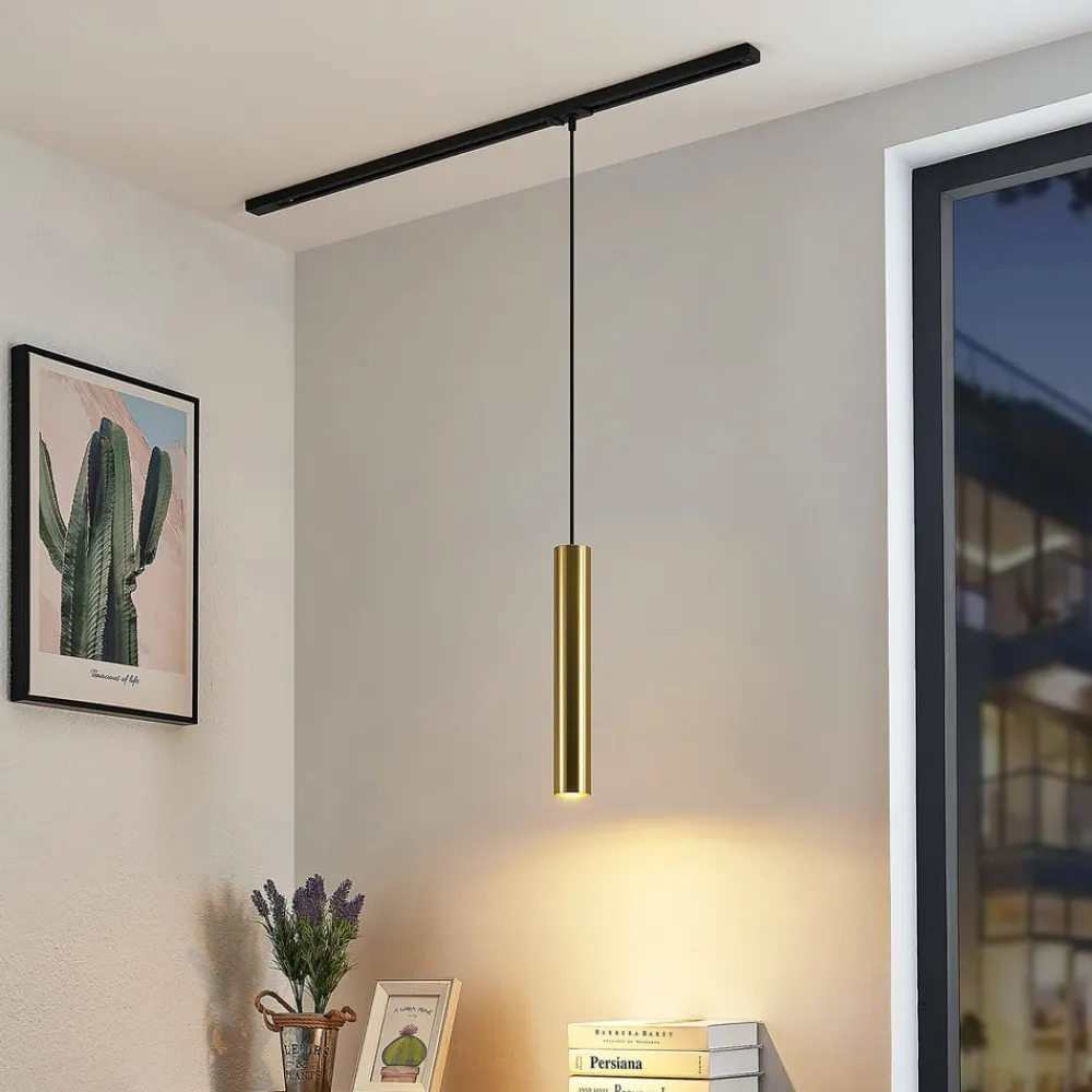 Lindby pendellampe Linaro, 40 cm, guld, 1-faset, GU10