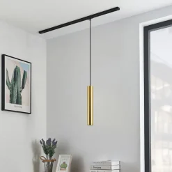 Lindby pendellampe Linaro, 40 cm, guld, 1-faset, GU10