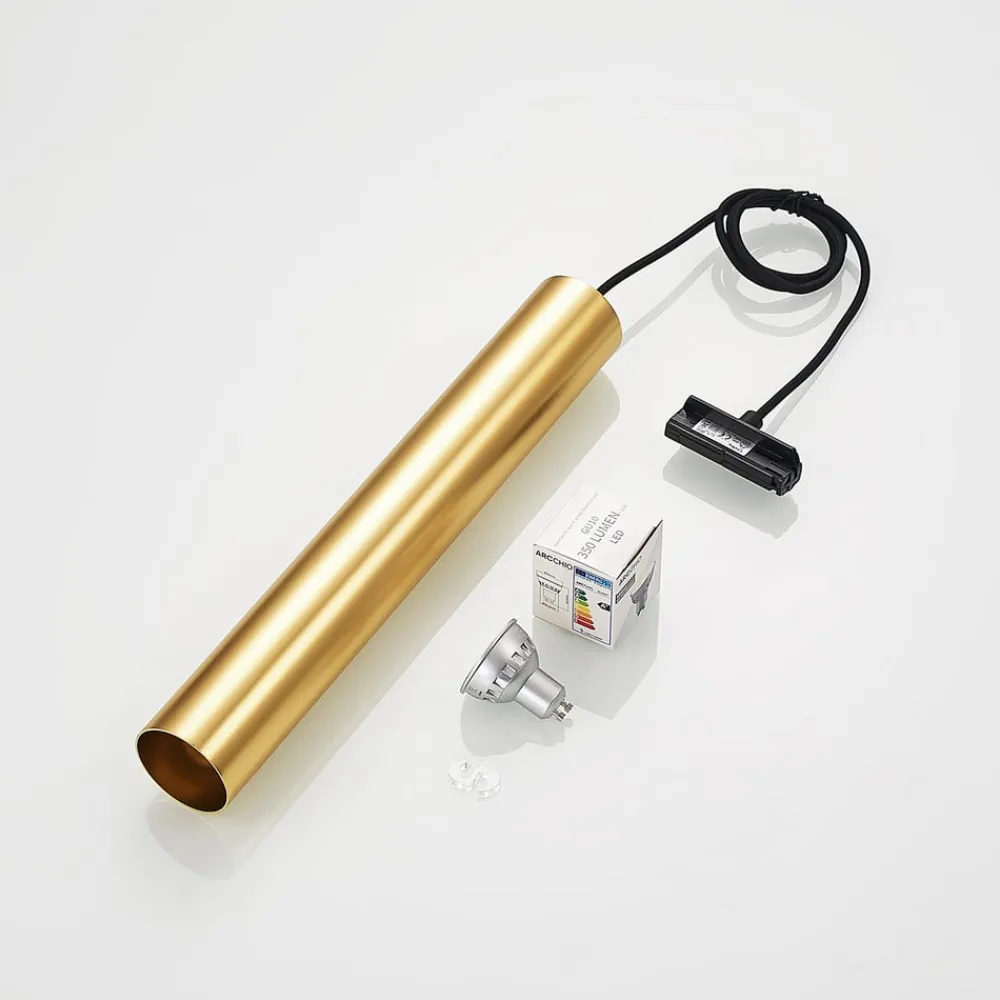 Lindby pendellampe Linaro, 40 cm, guld, 1-faset, GU10