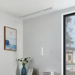 Lindby Skinnesystem>pendellampe Linaro, 20 cm, hvid, 1-faset, GU10