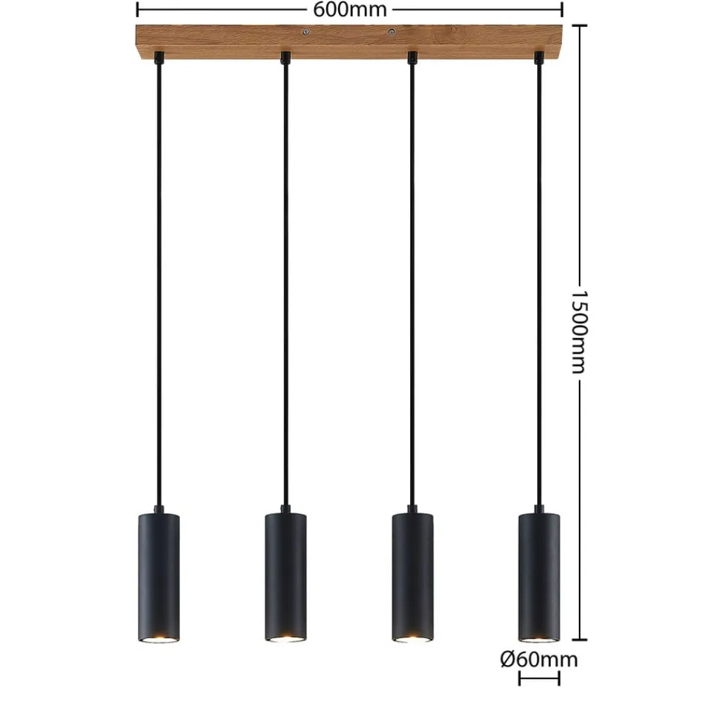 Lindby pendellampe Maniva. 60 cm, 4 lyskilder, sort, GU10