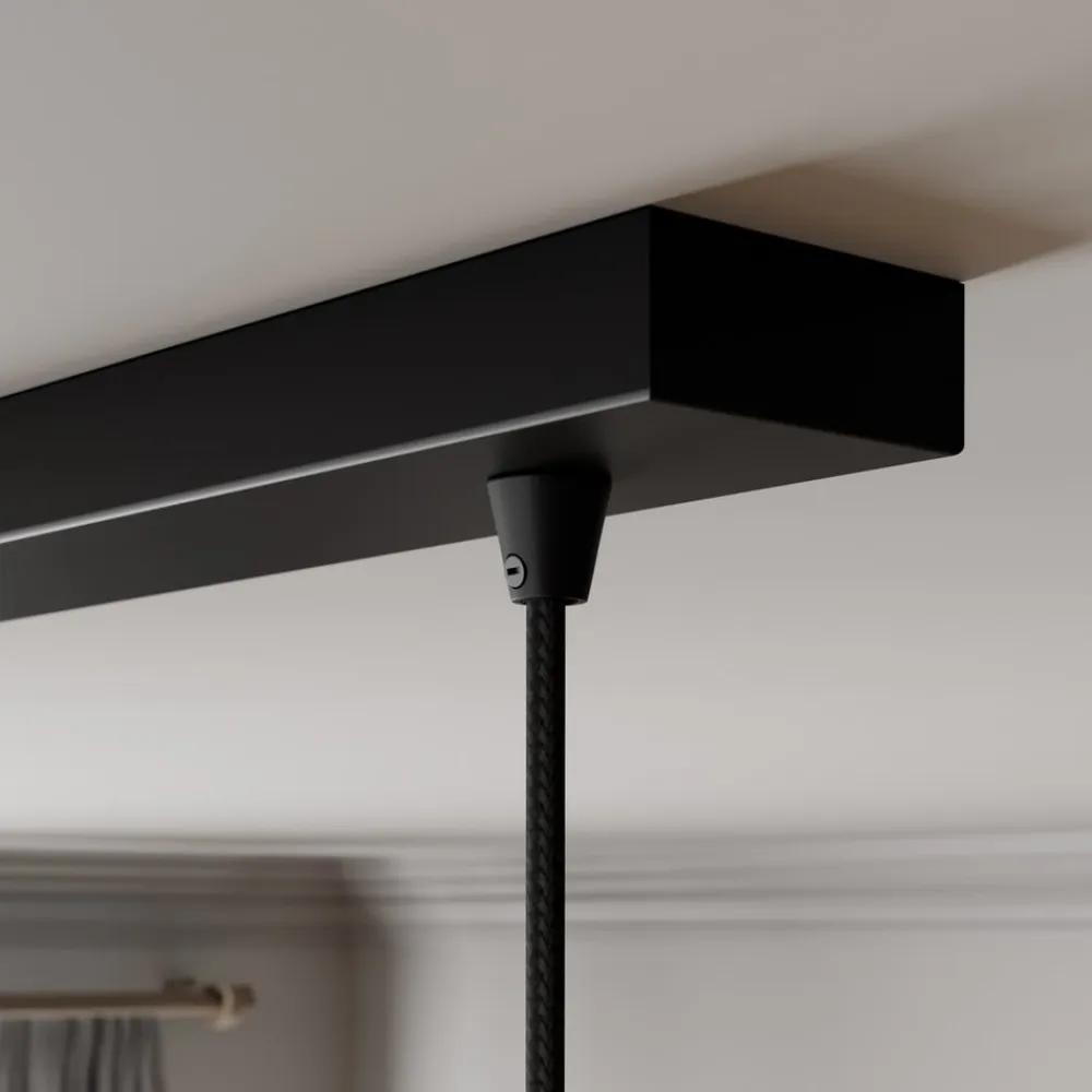 Lindby pendellampe Marla, 3 lyskilder, glas, røgfarvet grå, 102 cm