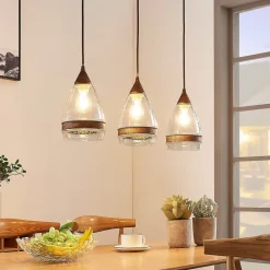 Lindby Pendellamper>pendellampe Millina, 70 cm, rustbrun, 3 lyskilder.