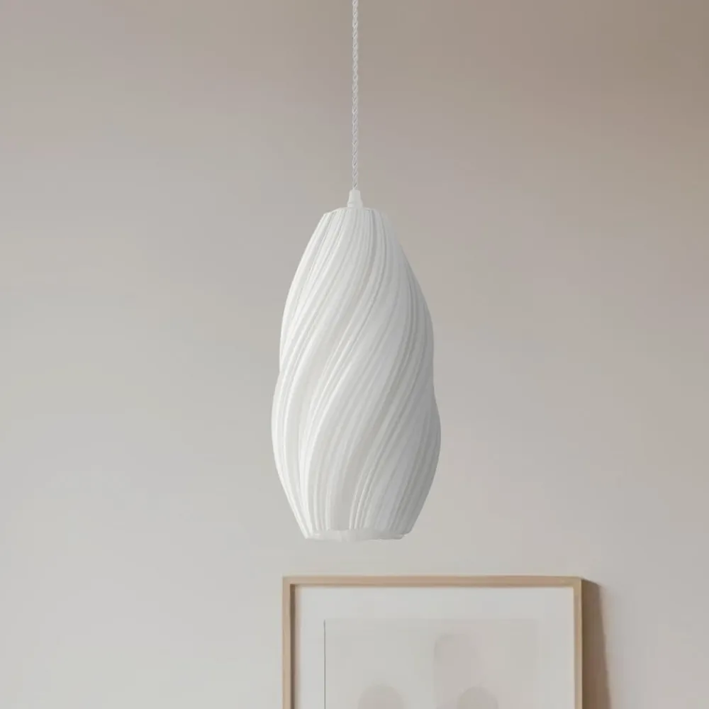 Lindby pendellampe Nuvia, Ø 15,5 cm, hvid, 3D-print