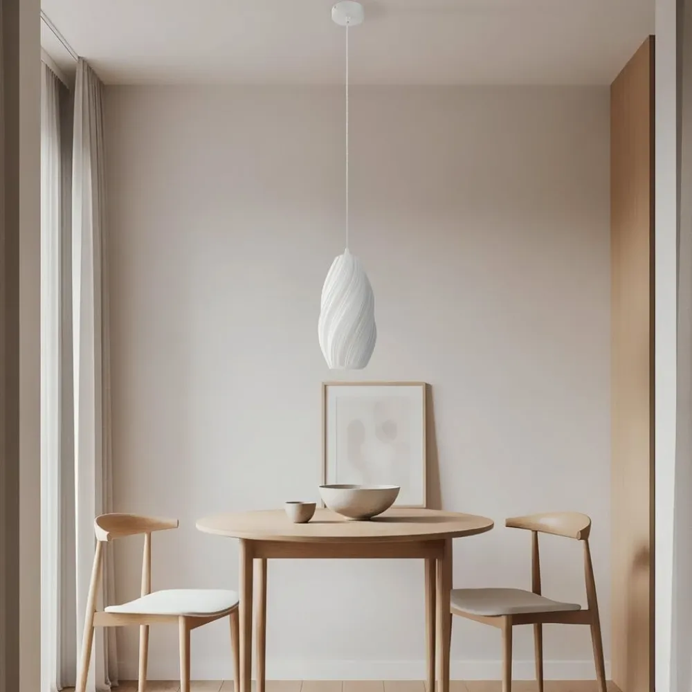 Lindby pendellampe Nuvia, Ø 15,5 cm, hvid, 3D-print